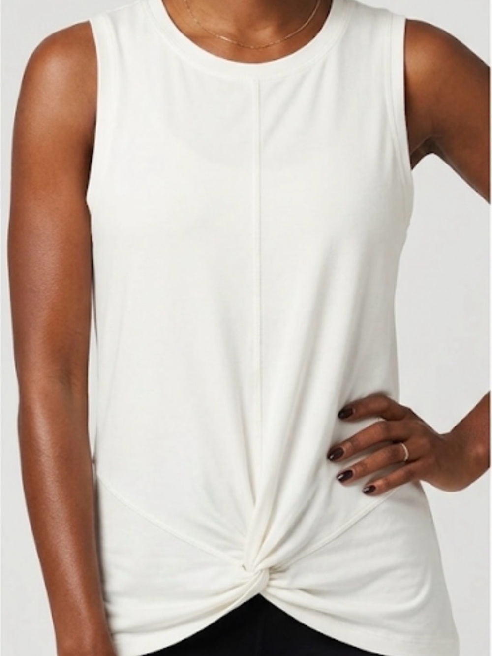 Marika Cream Knot-Front Sleeveless Tank Top